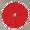 Ragon House New! Red Tree Skirt With White Pom Poms, 28"