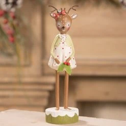Bethany Lowe Reindeer With Holly Figurine