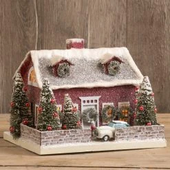 Ragon House New! Retro Christmas Cape With Car, Red