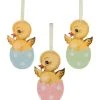 Bethany Lowe Retro Easter Chicks In Polka Dot Egg Ornaments