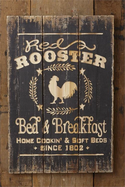 Audrey's Red Rooster Bed & Breakfast Sign, 30"