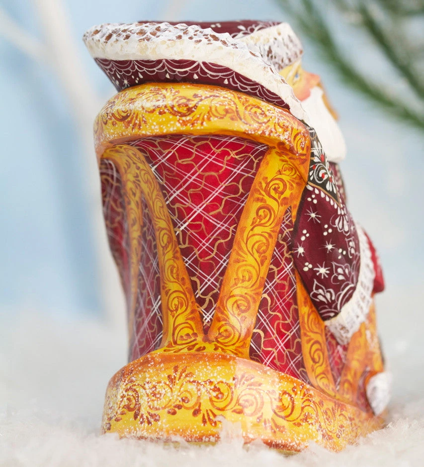 The Holiday Barn Christmas Santa In Rocking Chair, Hand Carved Wood
