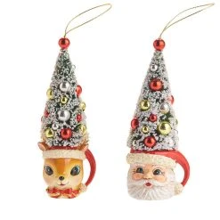 Raz Santa And Reindeer Tree Ornaments New!
