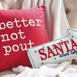 Bethany Lowe New! Santa Stops Here Arrow Shaped Pillow