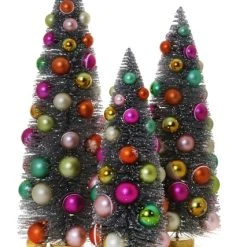 Cody Foster New! Silver Bristle Trees With Multi-Color Ornaments