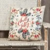 Ragon House New! Watercolor Holly Pillow, Slate Blue, Red & Ivory