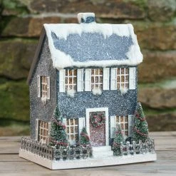 Ragon House New! Saltbox Putz House, Slate Blue
