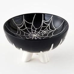 One Hundred 80 Degrees Spiderweb Treat Bowl With Skeleton Hands New!