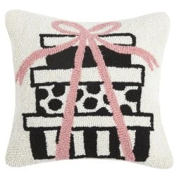 TheHolidayBarn.com Tiffany's Gifts Hooked Pillow Christmas