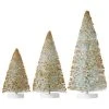 Raz Flocked Blue-Green Bottle Brush Trees Dusted With Gold Glitter