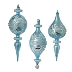 Raz Vintage Elegance Blue Finial Ornaments New!