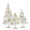 Cody Foster White Flocked Bottle Brush Trees With Gold Decorations New!