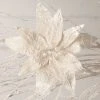 Bethany Lowe New! Winter White Poinsettia Clip, Large