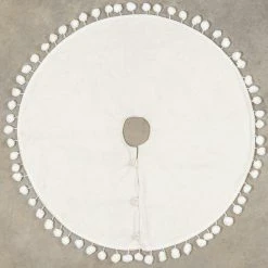 Ragon House New! Winter White Tree Skirt With Pom Poms, 28"