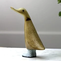Dcuk Wooden Duck With Blue Welly Boots, Medium New!